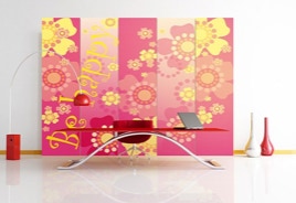 Wandbanner „Be happy“, digitaldruck